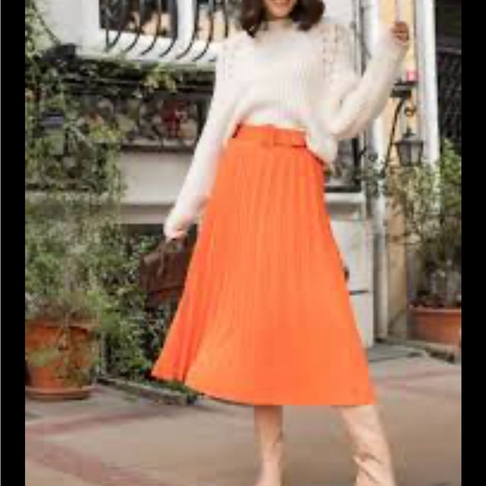 Haute Monde Vibrant Orange Midi Skirt